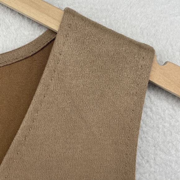 MAX STUDIO Dress S Stretch Faux Suede Sleeveless V-Neck Mini Shift Vicuna Brown - Picture 8 of 12
